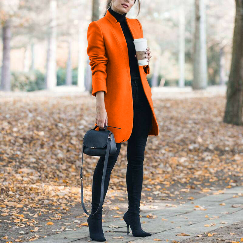 Eleganter Wollblazer mit Stehkragen für Herbst und Winter – Modischer Cardigan in verschiedenen Farben