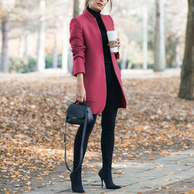 Eleganter Wollblazer mit Stehkragen für Herbst und Winter – Modischer Cardigan in verschiedenen Farben