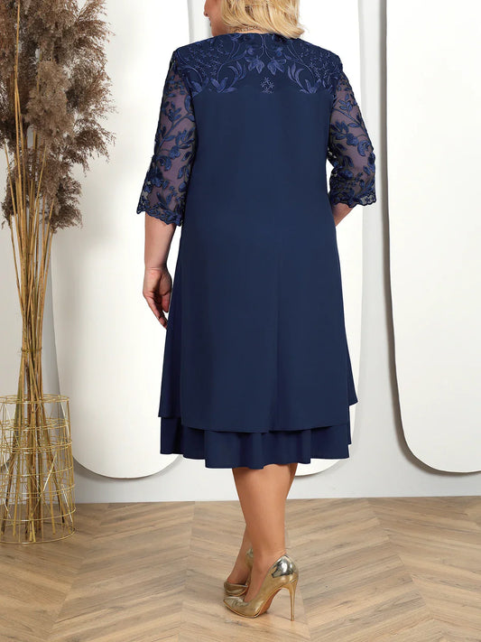Elegantes besticktes Abendkleid in Übergröße | Komfortables Maxikleid für Damen