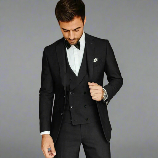 Ethelred | Dreiteiliges Herren-Set mit Stehkragenblazer, Weste und Hose für gehobene Anlässe