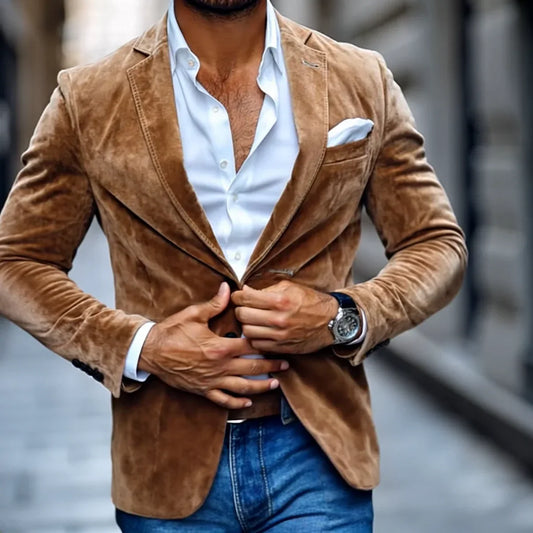 Herren Blazer aus Wildleder – Zweiknopf Design