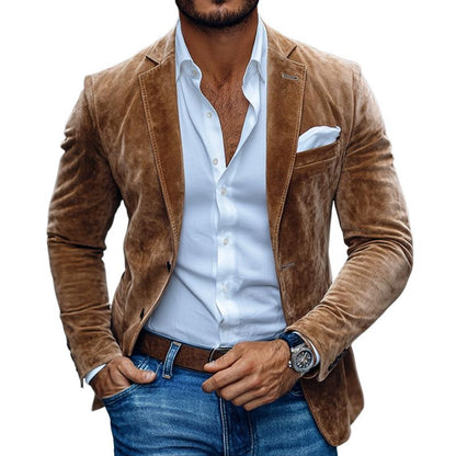 Men's Suede Blazer – Two-Button Design