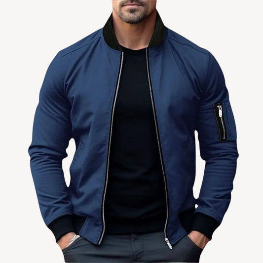 Herren Bomberjacke mit Reißverschluss – Klassische Zip-Up Übergangsjacke