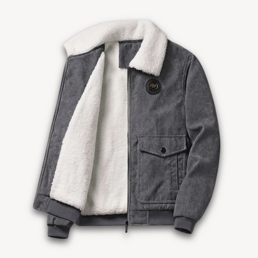 Herren Cordjacke mit Sherpa-Futter – Warmer Wintermantel mit Fleecekragen