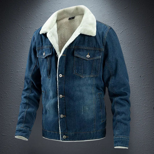 Herren Fleece Jeansjacke – Warm & Bequem für kalte Tage