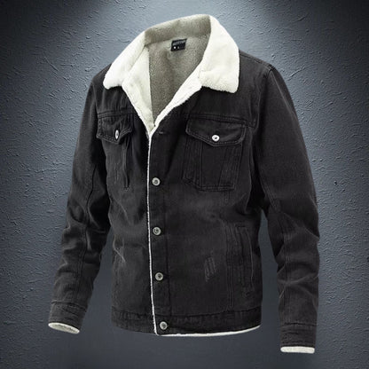 Herren Fleece Jeansjacke – Warm & Bequem für kalte Tage
