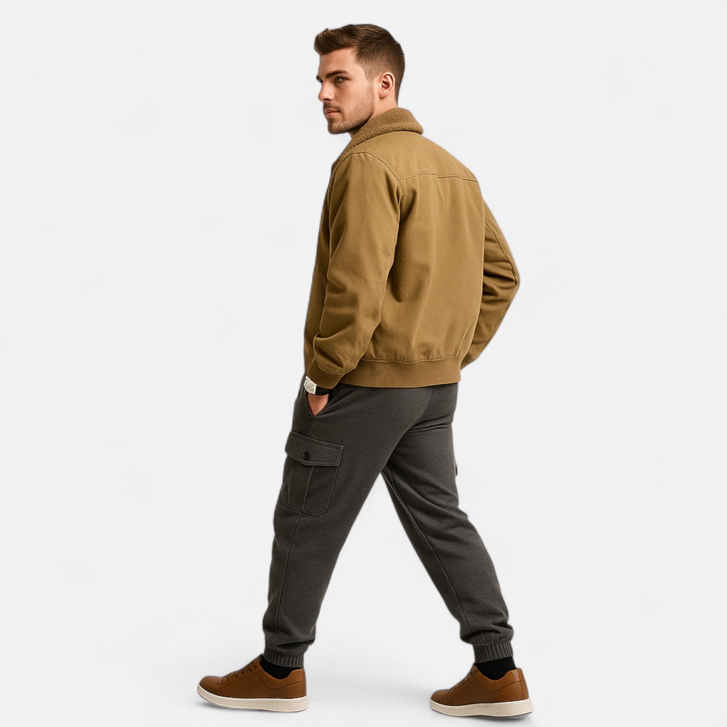 Herren Freizeitjacke – Baumwolle-Wollmix mit Eleganter Struktur