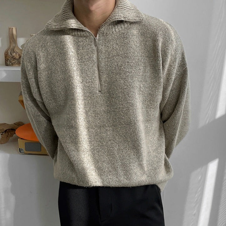 Herren Half-Zip Pullover – Oversized Merino im Old Money Stil