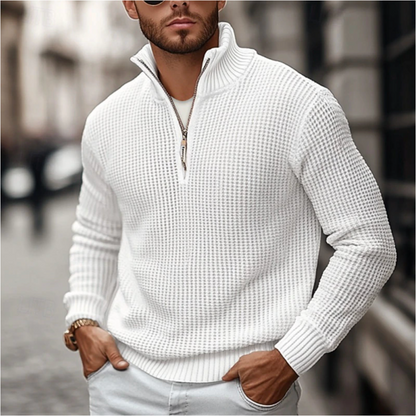 Herren Half-Zip Pullover – Strukturiertes Strickdesign
