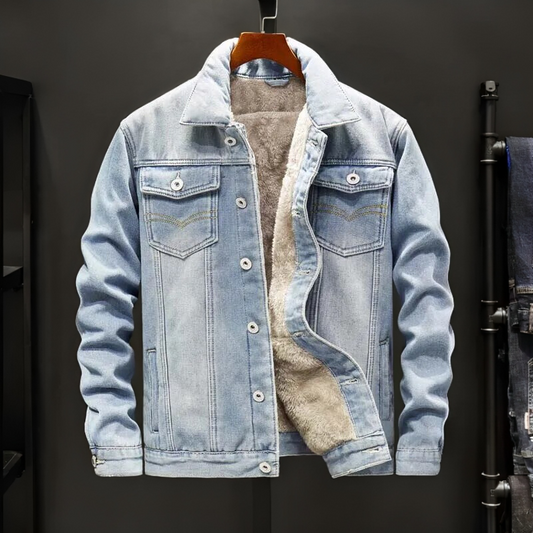 Herren Jeansjacke mit Fleece – Winddicht & Warm für Herbst und Winter