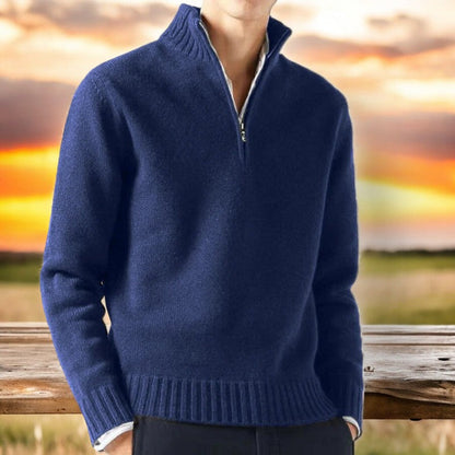 Men's Cashmere Sweater with Half Zip – Soft & Elegant for Winter