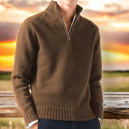 Men's Cashmere Sweater with Half Zip – Soft & Elegant for Winter
