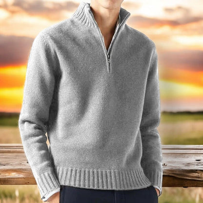 Men's Cashmere Sweater with Half Zip – Soft & Elegant for Winter