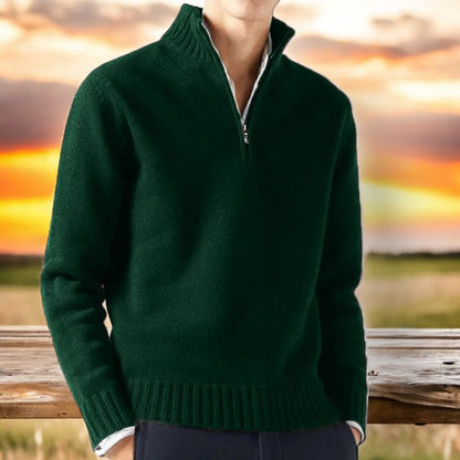 Men's Cashmere Sweater with Half Zip – Soft & Elegant for Winter