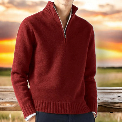 Men's Cashmere Sweater with Half Zip – Soft & Elegant for Winter
