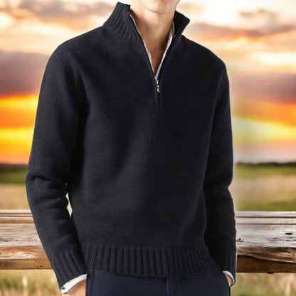 Men's Cashmere Sweater with Half Zip – Soft & Elegant for Winter