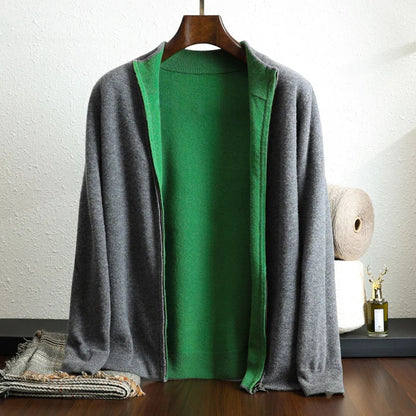 Men's Cashmere Jacket – Elegant Cardigan with Zipper