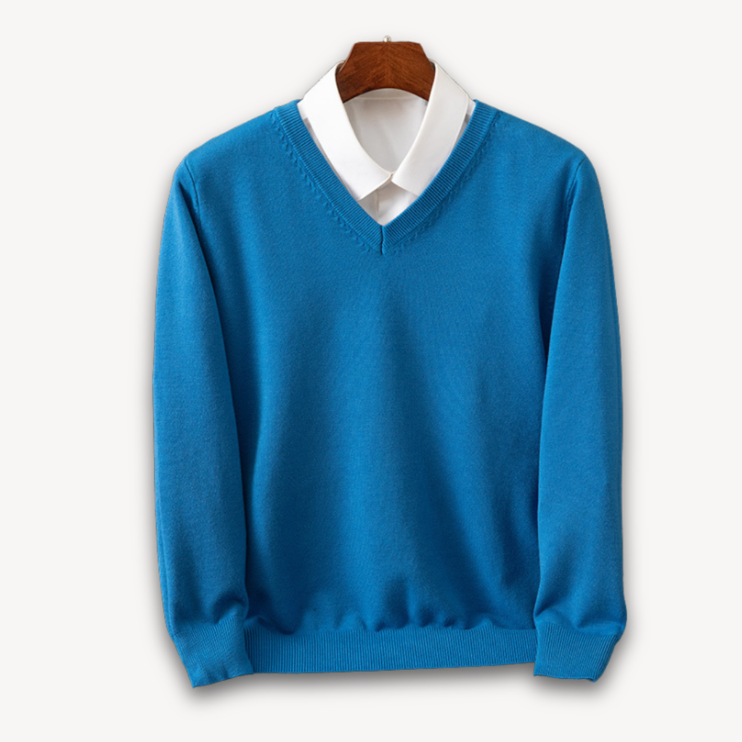 Men's Cashmere Sweater – V-Neck Slim Fit, Soft & Light