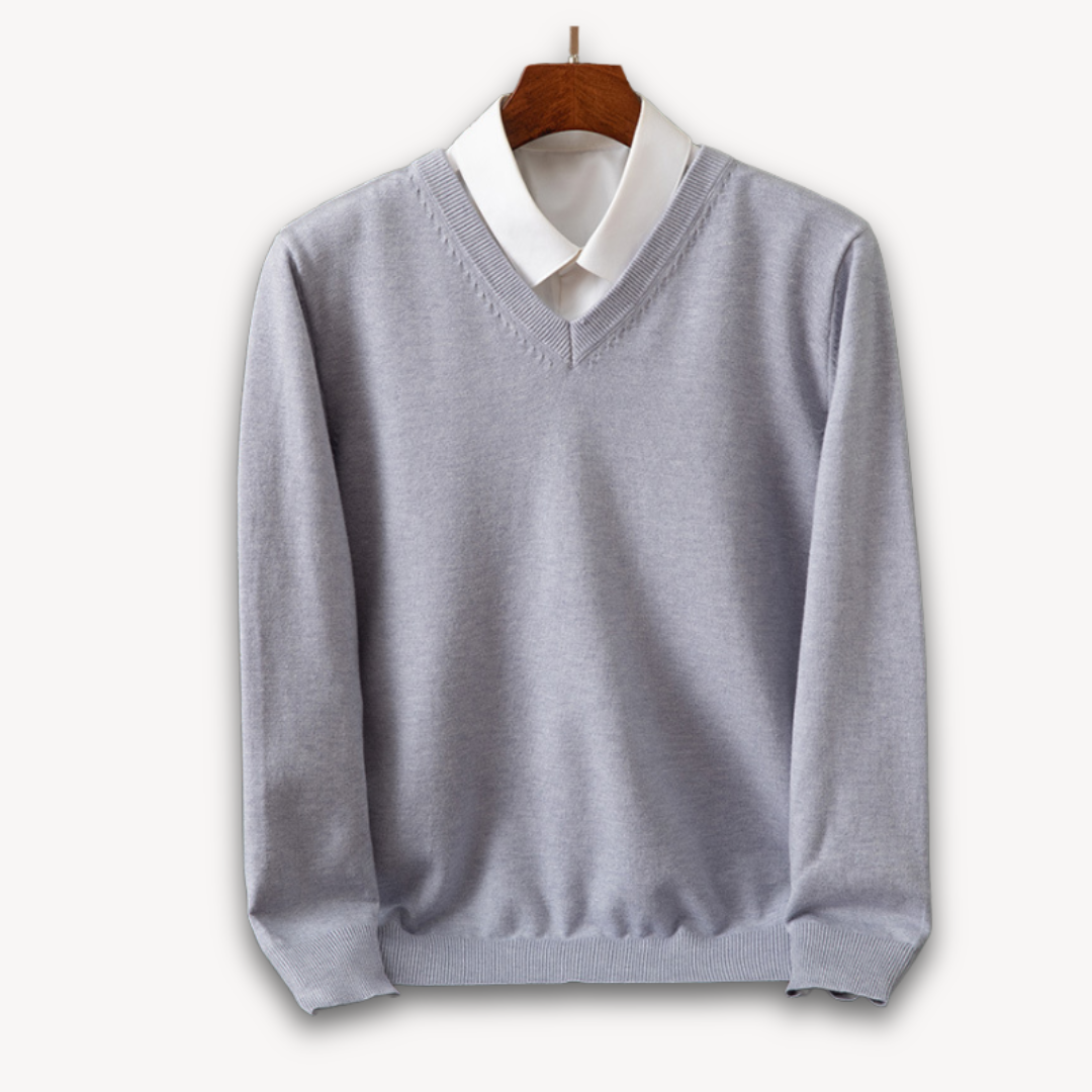 Men's Cashmere Sweater – V-Neck Slim Fit, Soft & Light