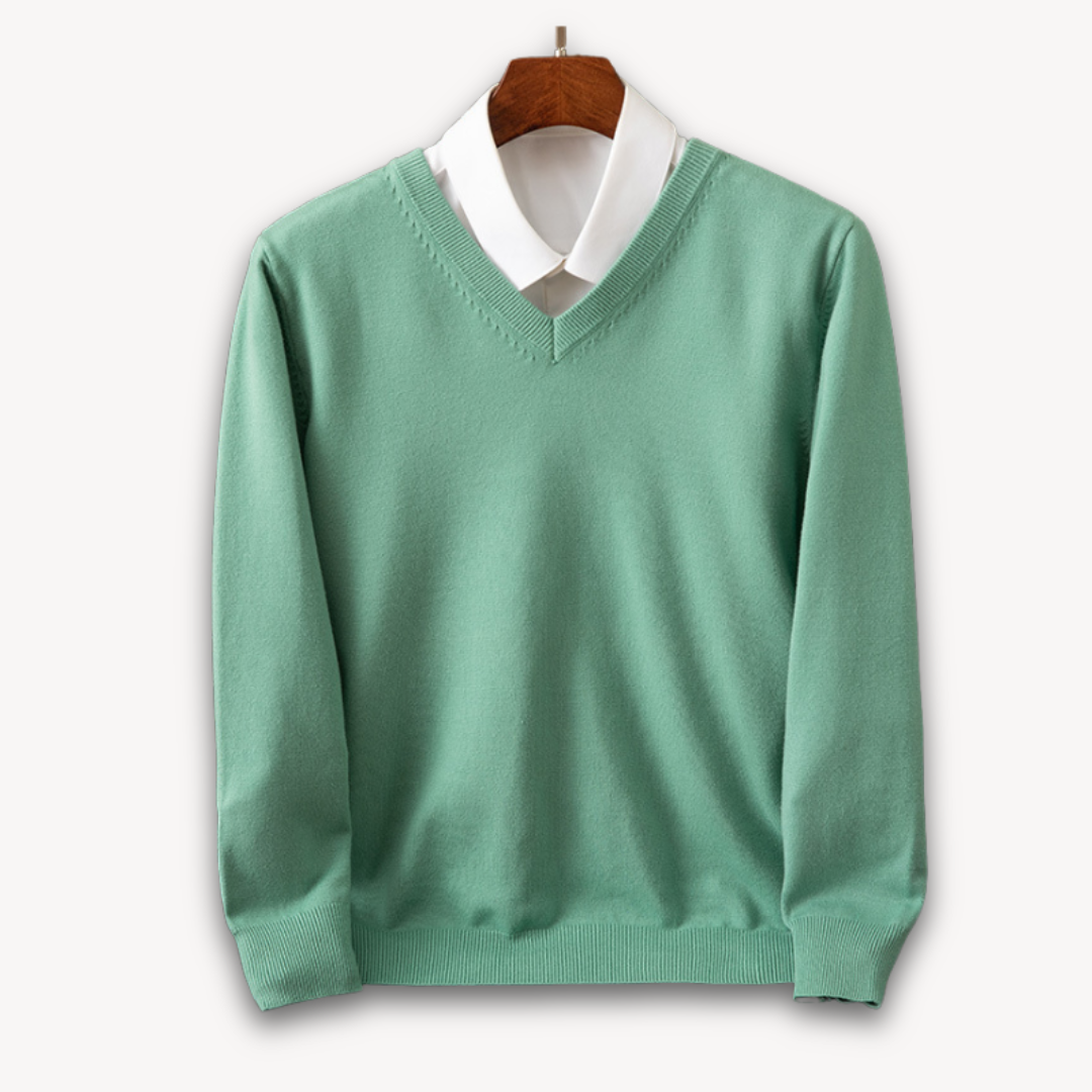 Men's Cashmere Sweater – V-Neck Slim Fit, Soft & Light