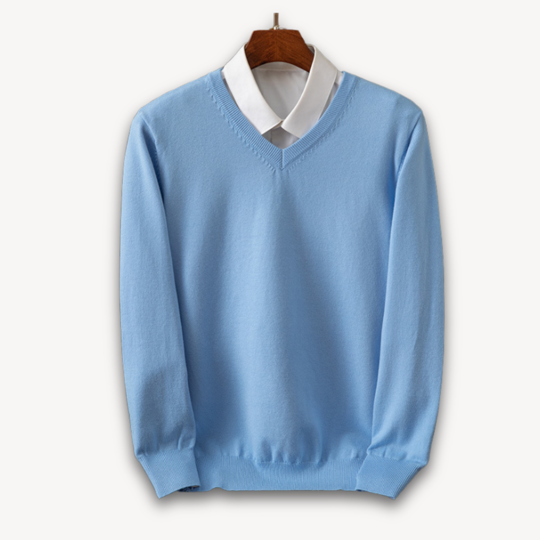 Men's Cashmere Sweater – V-Neck Slim Fit, Soft & Light