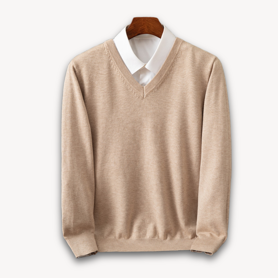 Men's Cashmere Sweater – V-Neck Slim Fit, Soft & Light