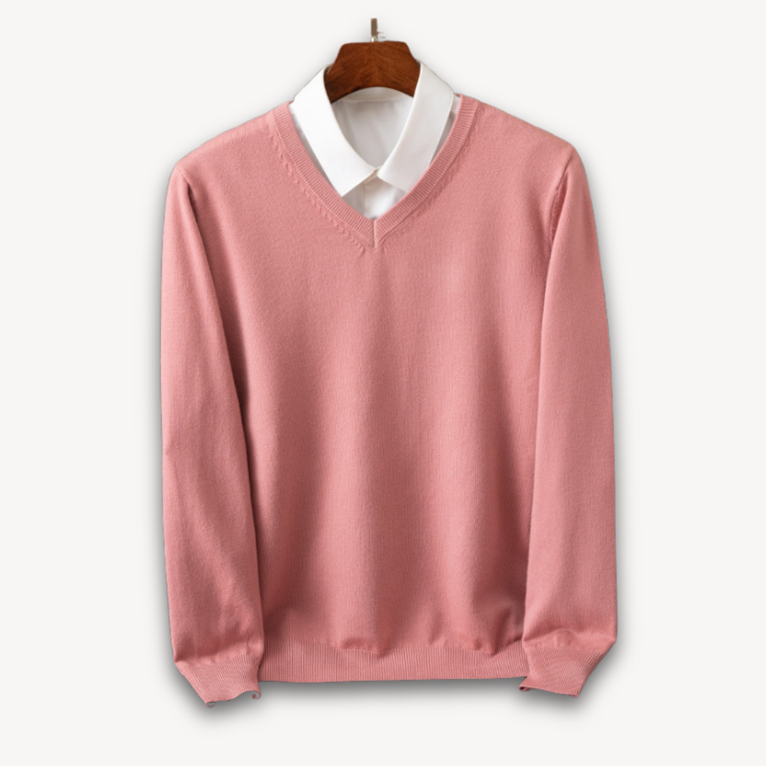Men's Cashmere Sweater – V-Neck Slim Fit, Soft & Light