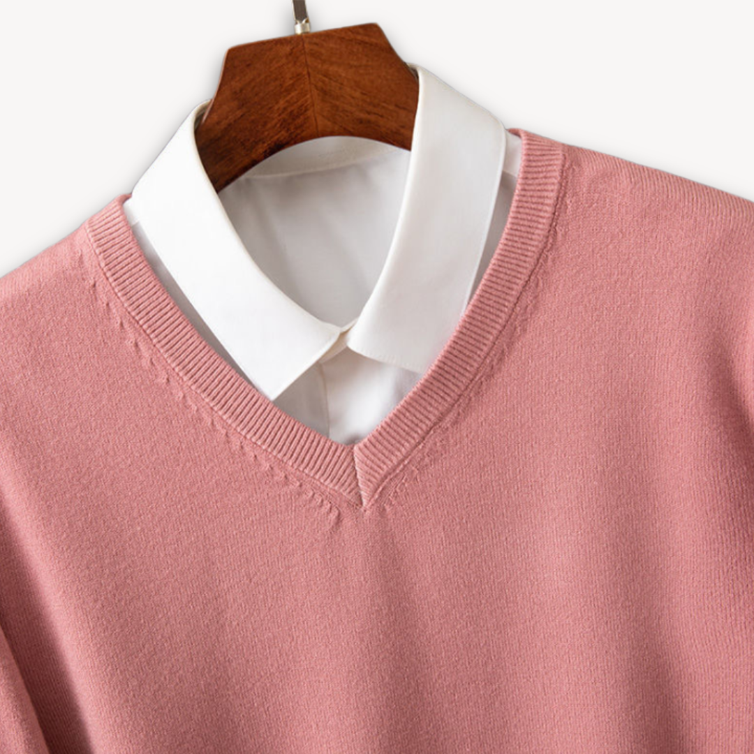 Men's Cashmere Sweater – V-Neck Slim Fit, Soft & Light