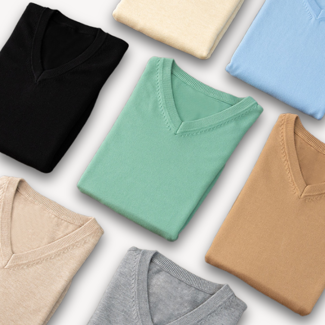 Men's Cashmere Sweater – V-Neck Slim Fit, Soft & Light