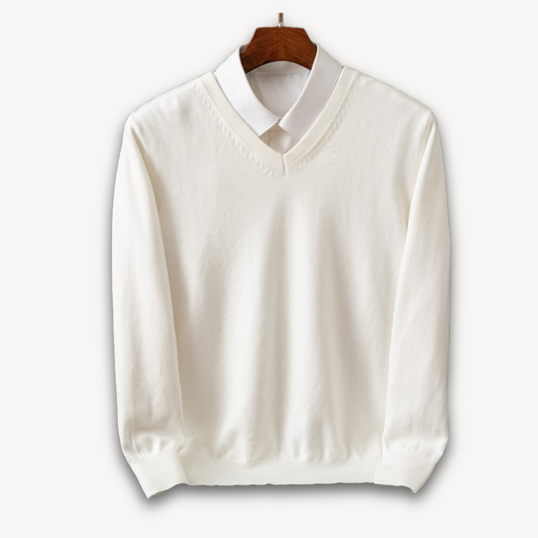 Men's Cashmere Sweater – V-Neck Slim Fit, Soft & Light