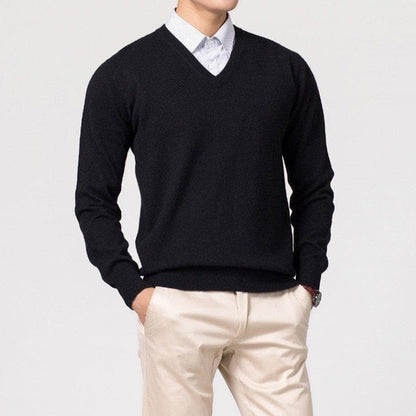 Men's cashmere sweater – V-neck and fine knit