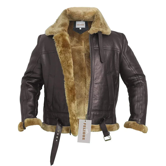 Herren Lederjacke mit Fellfutter – Warme Echtleder Jacke für Winter