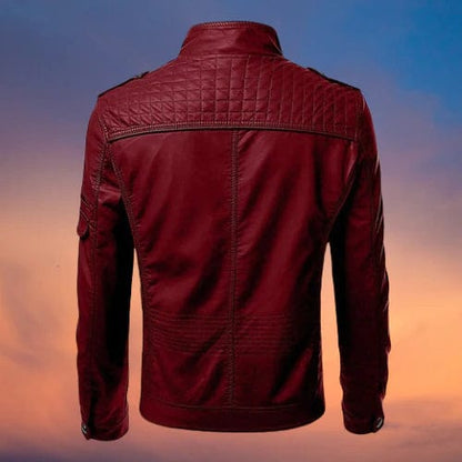 Men's leather jacket with metal zippers – Stylish genuine leather jacket