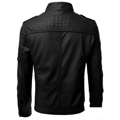Men's leather jacket with metal zippers – Stylish genuine leather jacket