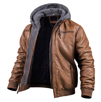 Herren Lederjacke Winter mit Kapuze – Stylisch & Premium Echtleder