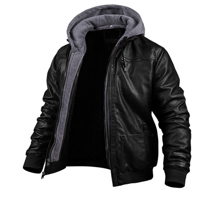 Herren Lederjacke Winter mit Kapuze – Stylisch & Premium Echtleder