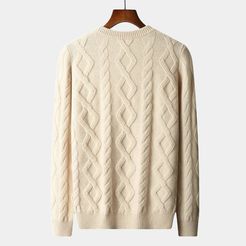 Herren Merino Wollpullover – Gepolstert im Old Money Stil
