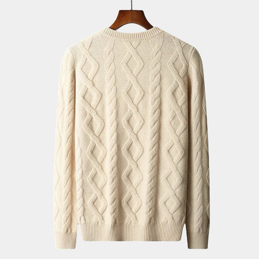 Herren Merino Wollpullover – Gepolstert im Old Money Stil