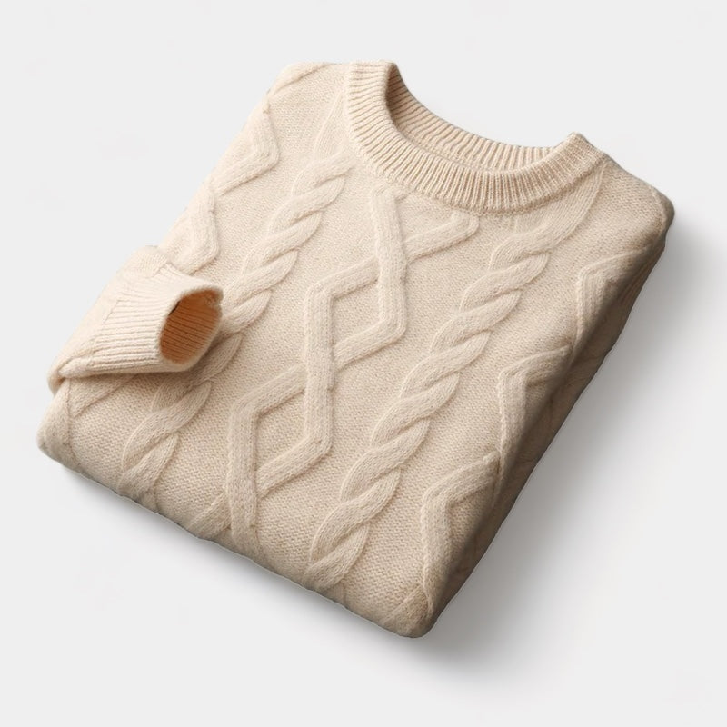 Herren Merino Wollpullover – Gepolstert im Old Money Stil