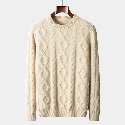 Herren Merino Wollpullover – Gepolstert im Old Money Stil