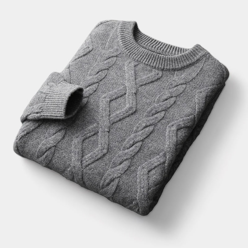 Herren Merino Wollpullover – Gepolstert im Old Money Stil