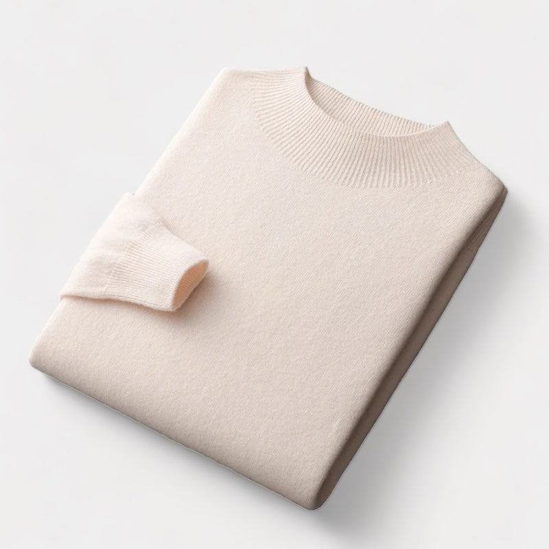 Herren Merino Wollpullover – Halber Rollkragen im Old Money Stil