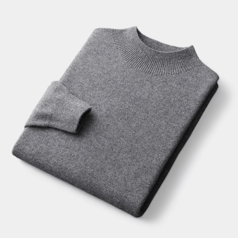 Herren Merino Wollpullover – Halber Rollkragen im Old Money Stil