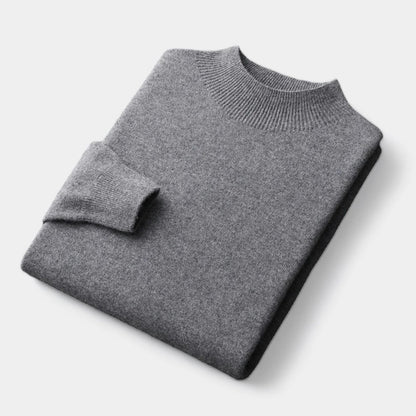 Men's Merino Wool Sweater – Half Turtleneck in Old Money Style