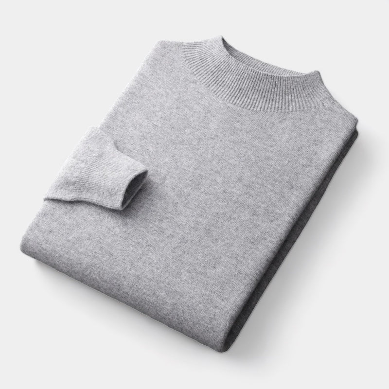Herren Merino Wollpullover – Halber Rollkragen im Old Money Stil
