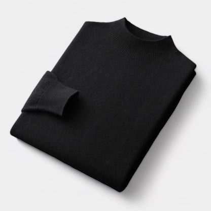 Men's Merino Wool Sweater – Half Turtleneck in Old Money Style