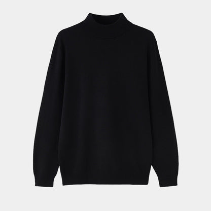 Men's Merino Wool Sweater – Half Turtleneck in Old Money Style