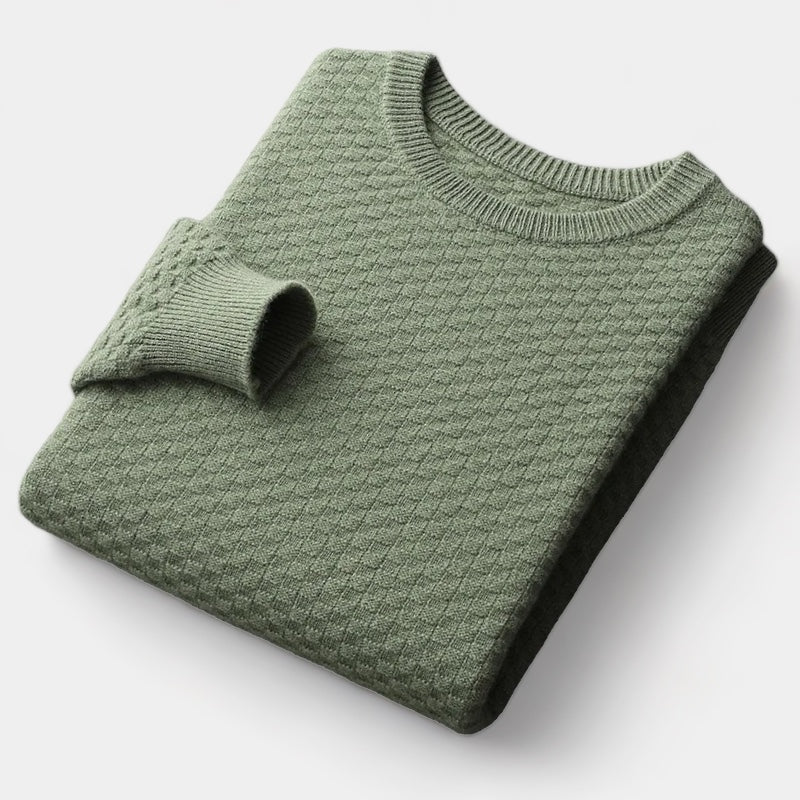 Herren Merino Wollpullover – Kariert im Old Money Stil