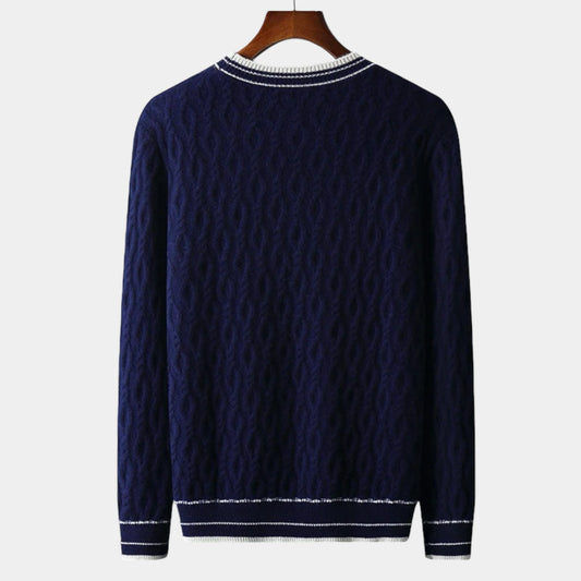 Herren Merino Wollpullover – Rundhals im Old Money Stil