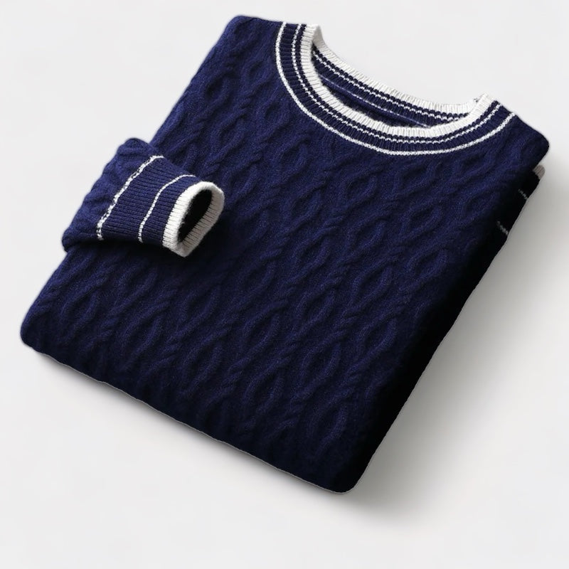 Herren Merino Wollpullover – Rundhals im Old Money Stil
